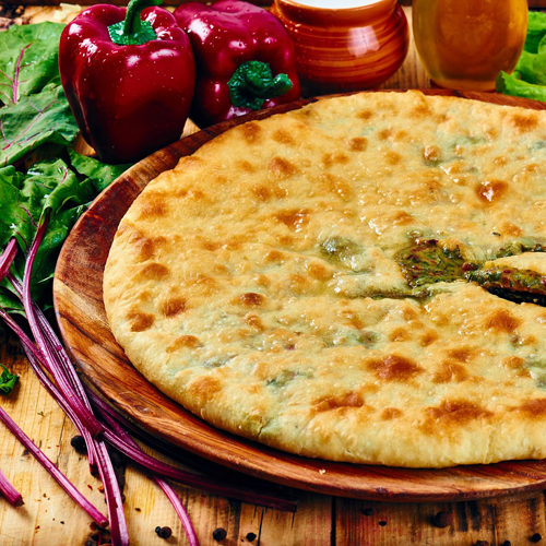 Пирог осетинский с сыром и листьями свеклы